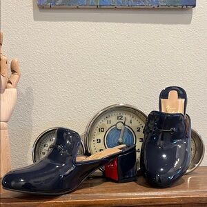 Christian Louboutin Blue Patent Leather Mules